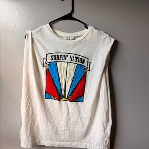 Sandro Cream Graphic 'Surfin' Nation' Tank with Red & Blue Accents